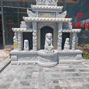 遵义芝麻白中国黑石材套墓 花岗岩墓碑